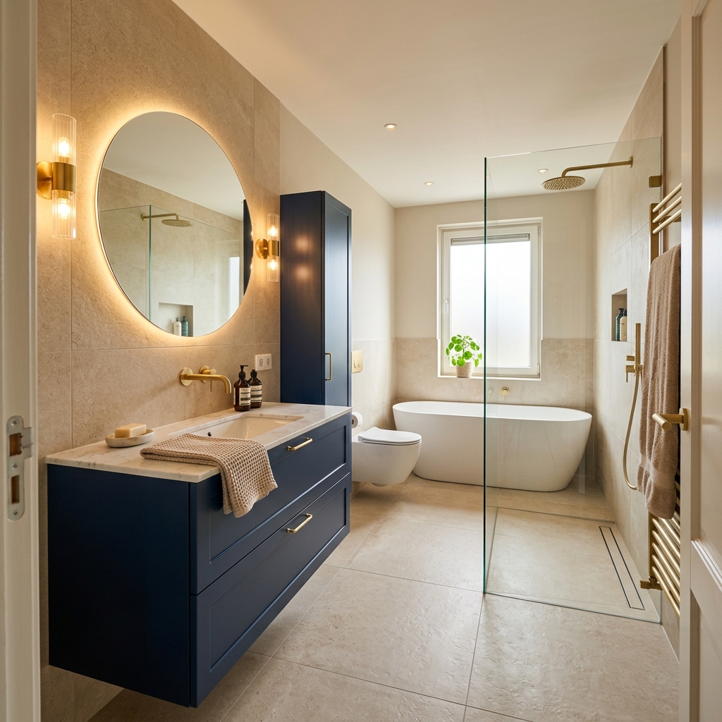 Detail van een badkamer renovatie